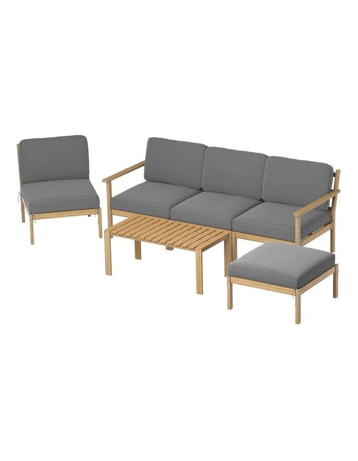 5-Seater Outdoor Sofa Set 6 Pieces in Beige image 1