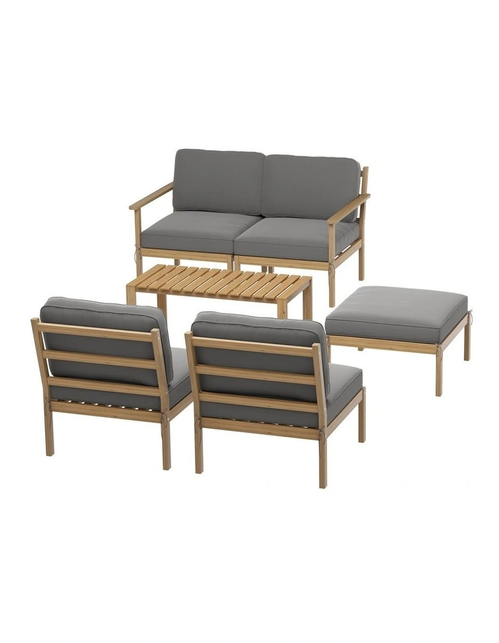 5-Seater Outdoor Sofa Set 6 Pieces in Beige image 2