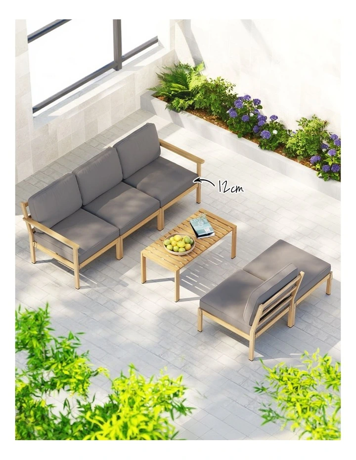 5-Seater Outdoor Sofa Set 6 Pieces in Beige image 6