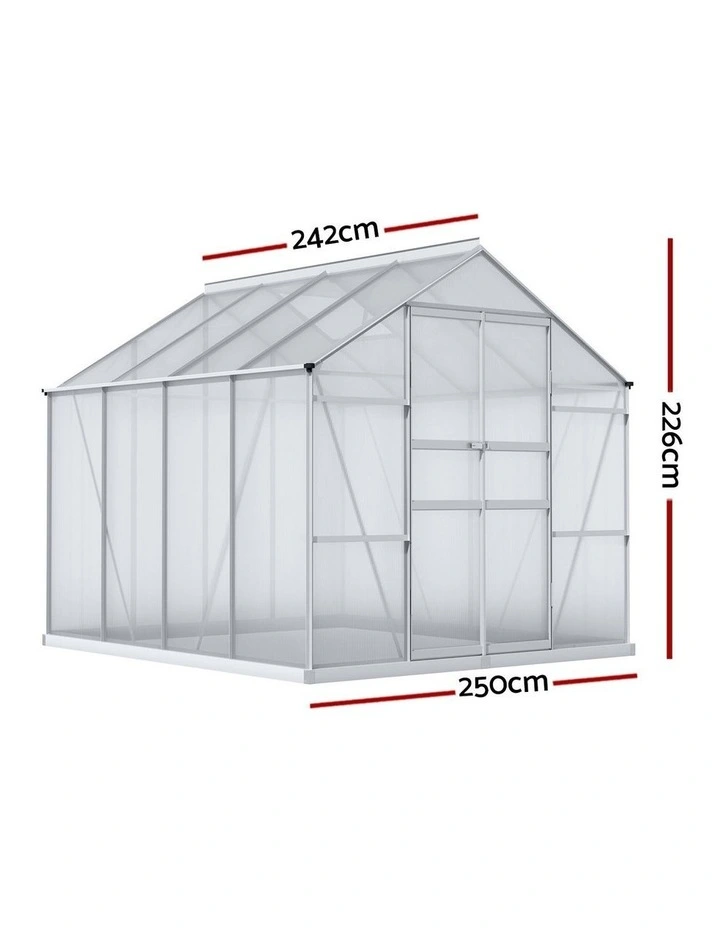 Aluminium Double Doors Green House 2.42x2.5x2.26M in White image 2