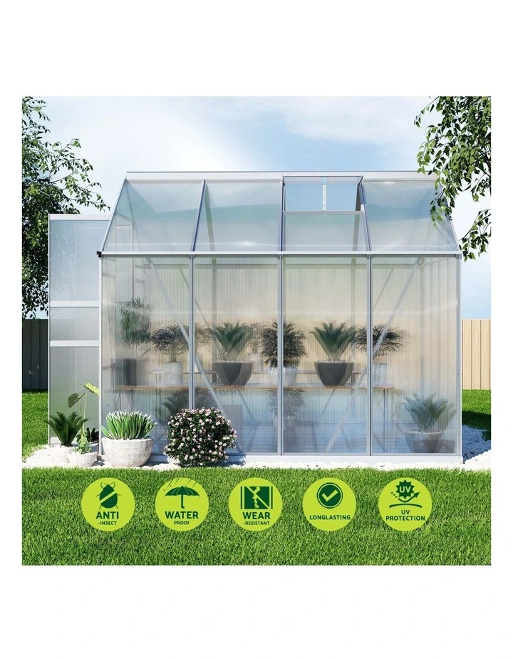 Aluminium Double Doors Green House 2.42x2.5x2.26M in White image 3