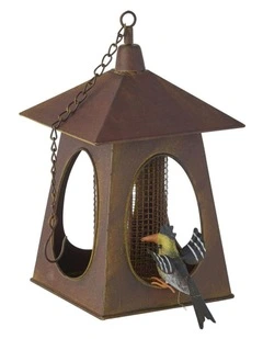 Hanging Birdhouse With Toucan Bird 10.75x6.75x48.5 in Brown