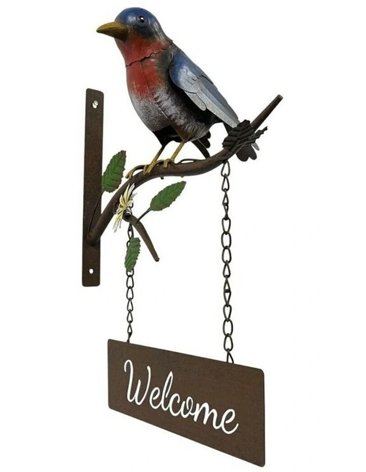 Door Post Welcome Sign With Colourful Bird 30.5x25x41 in Multi image 4