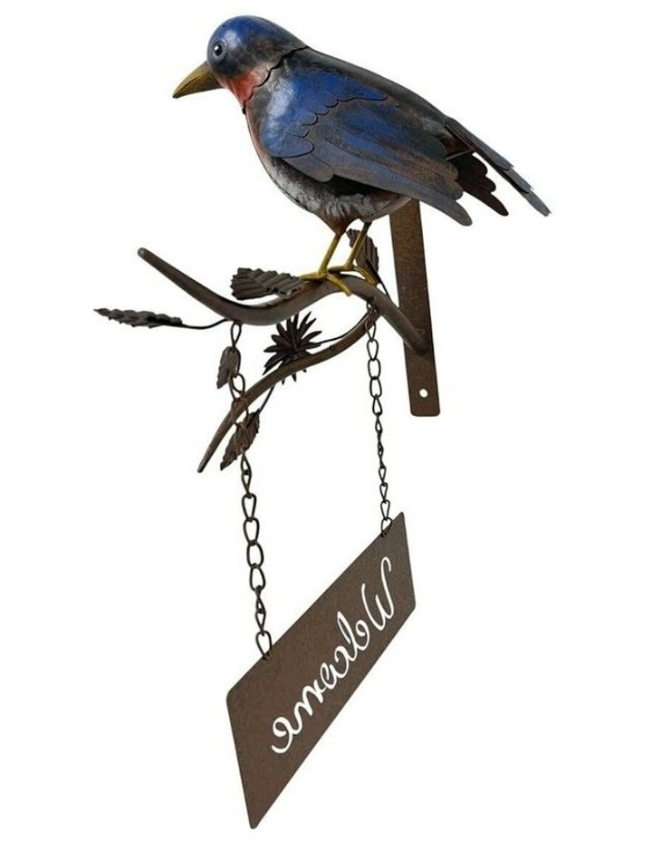 Door Post Welcome Sign With Colourful Bird 30.5x25x41 in Multi image 5