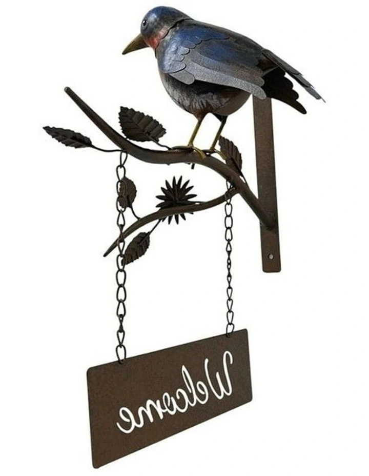 Door Post Welcome Sign With Colourful Bird 30.5x25x41 in Multi image 6