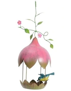 Hanging Bird Feeder With Leaf in Beige