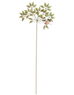 Bird On Leaves Garden Stake in Green
