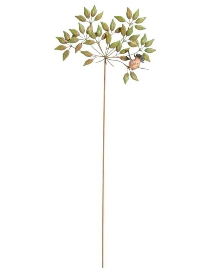 Bird On Leaves Garden Stake in Green image 1