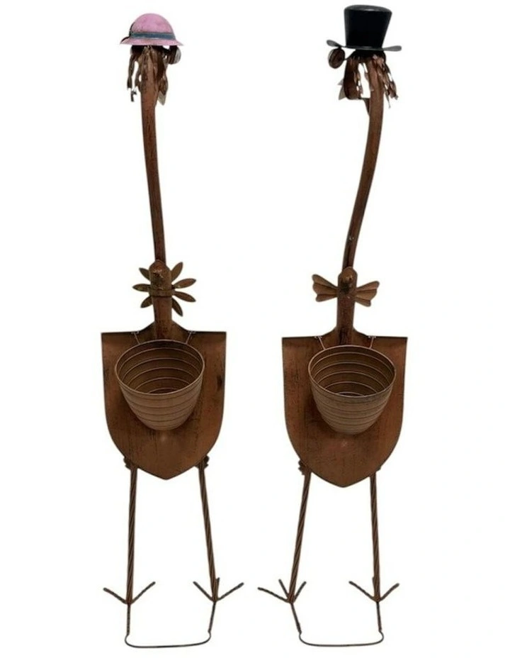 Assorted Tall Standing Bird Couple Set Of 2 31x27x115/31x24x112cm in Brown image 4