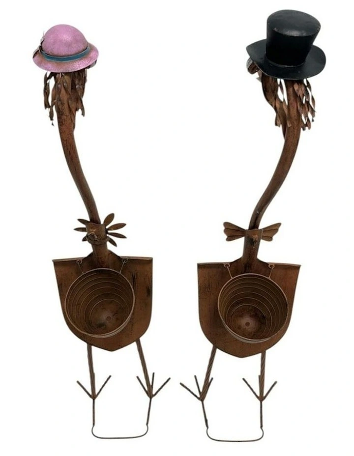 Assorted Tall Standing Bird Couple Set Of 2 31x27x115/31x24x112cm in Brown image 5