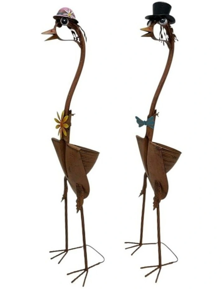 Assorted Tall Standing Bird Couple Set Of 2 31x27x115/31x24x112cm in Brown image 7