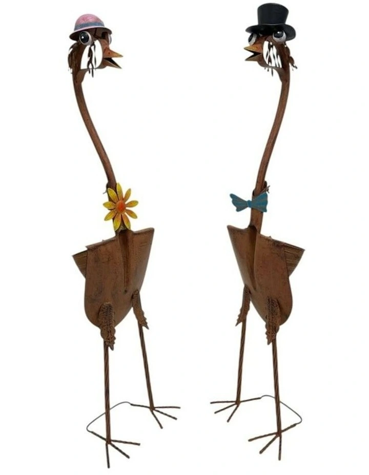 Assorted Tall Standing Bird Couple Set Of 2 31x27x115/31x24x112cm in Brown image 12