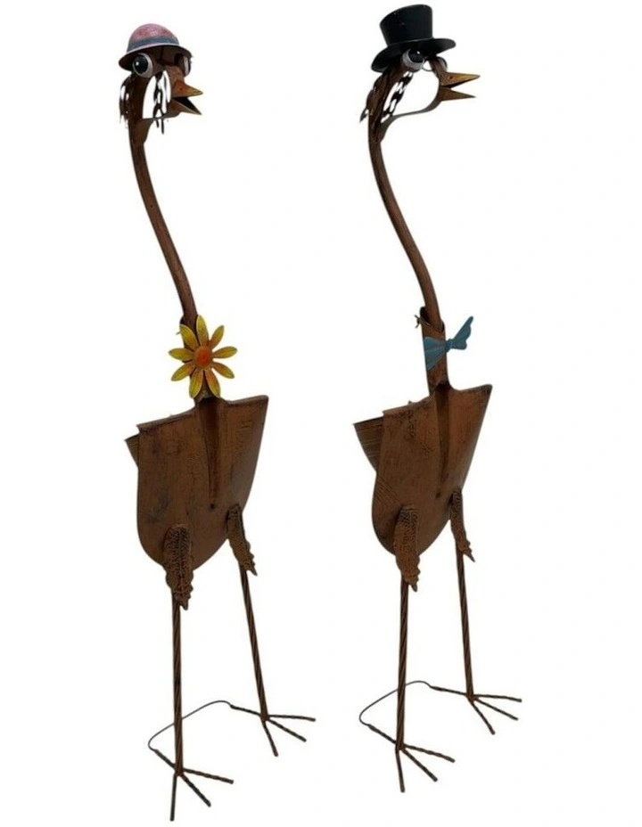 Assorted Tall Standing Bird Couple Set Of 2 31x27x115/31x24x112cm in Brown image 14