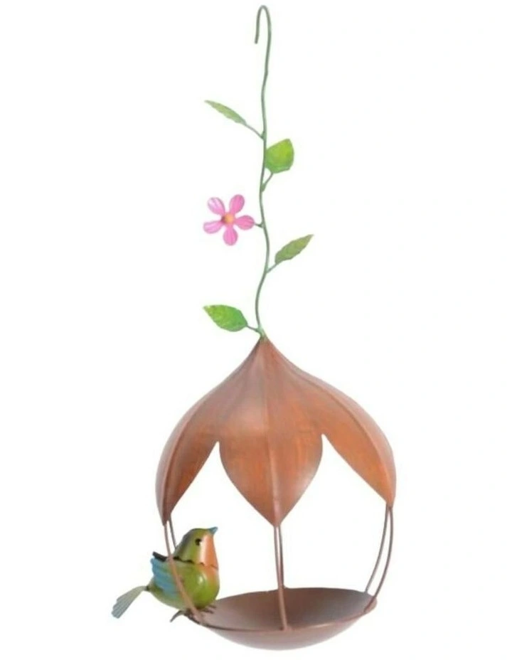 Hanging Birdfeeder With Flower in Brown image 1