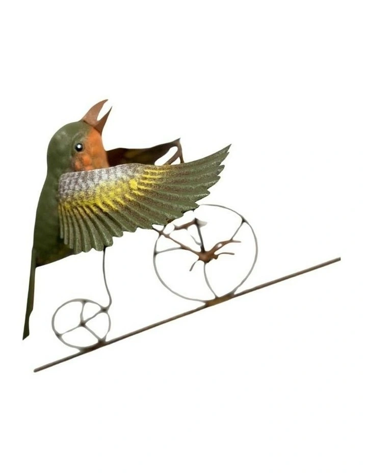Balance Bird On Bike Stake 26.5x5.5x46.2 in Brown image 2