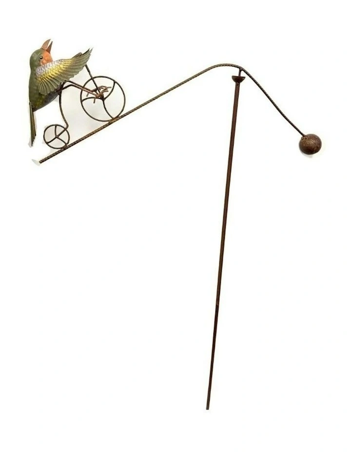 Balance Bird On Bike Stake 26.5x5.5x46.2 in Brown image 3