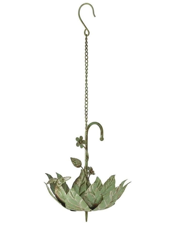 Hanging Leaf Umbrella Bird Feeder 21.5x21.5x28Hcm in Green image 1