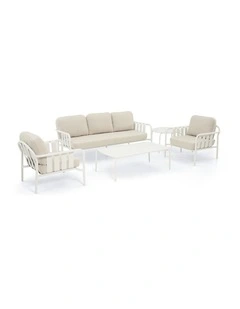 Mornington Outdoor 3 1 1 Lounge Setting with Coffee table and Side White