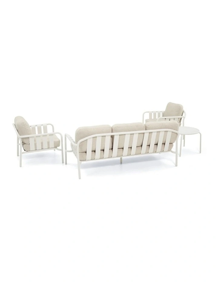 Mornington Outdoor 3 1 1 Lounge Setting with Coffee table and Side White image 3