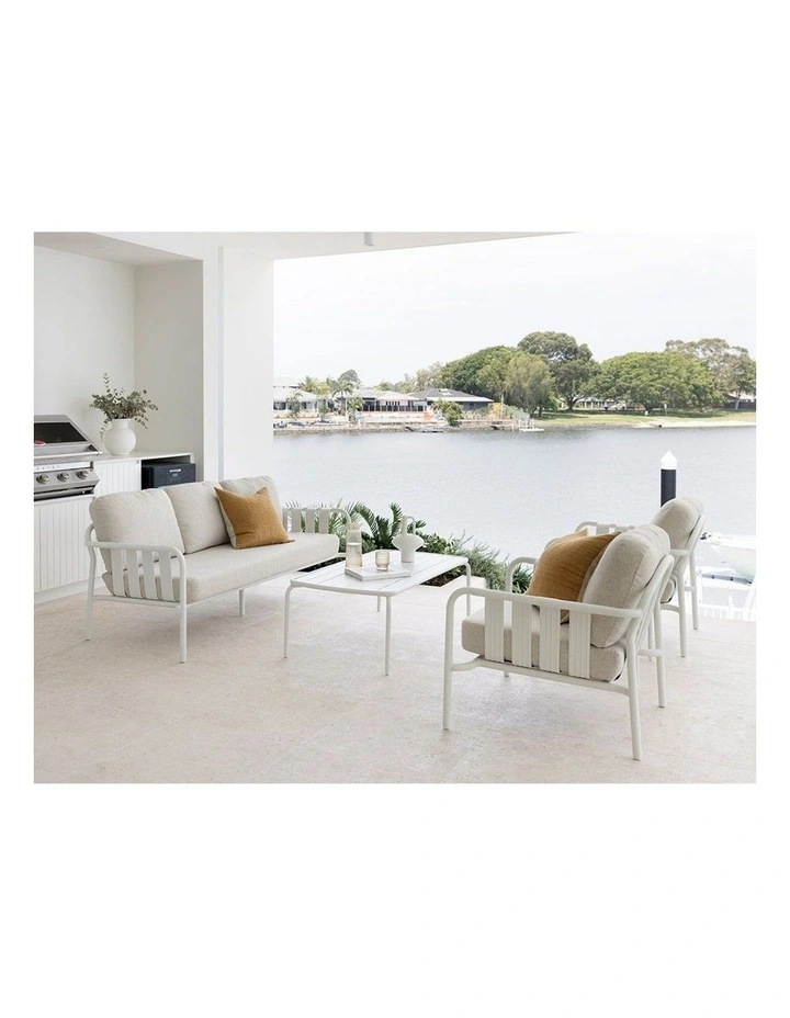 Mornington Outdoor 3 1 1 Lounge Setting with Coffee table and Side White image 7