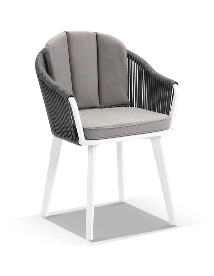 Southport Outdoor 2.17m Aluminium and Ceramic Table with 8 Alpine Chair Frost White image 2