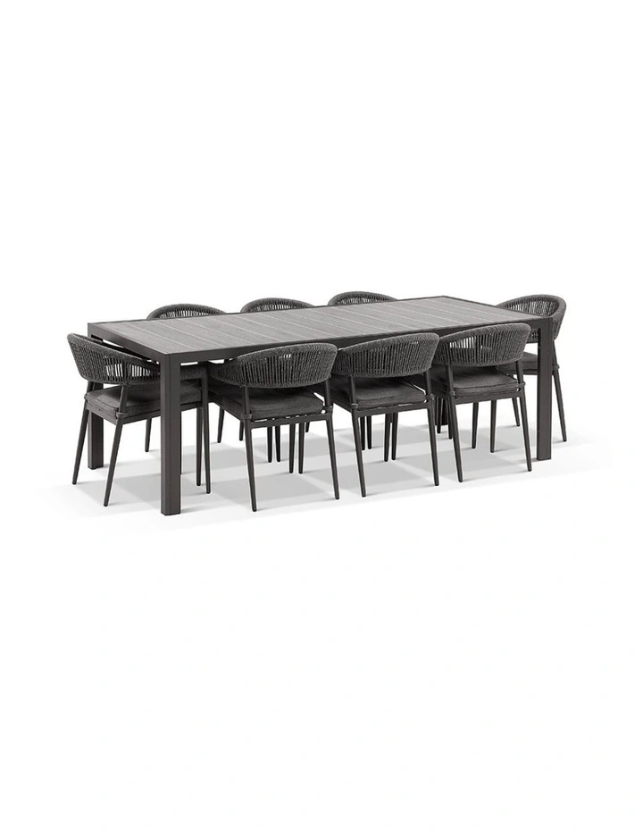 Southport Outdoor 2.17m Aluminium and Ceramic Table with 8 Finley Chair Slate Grey image 2