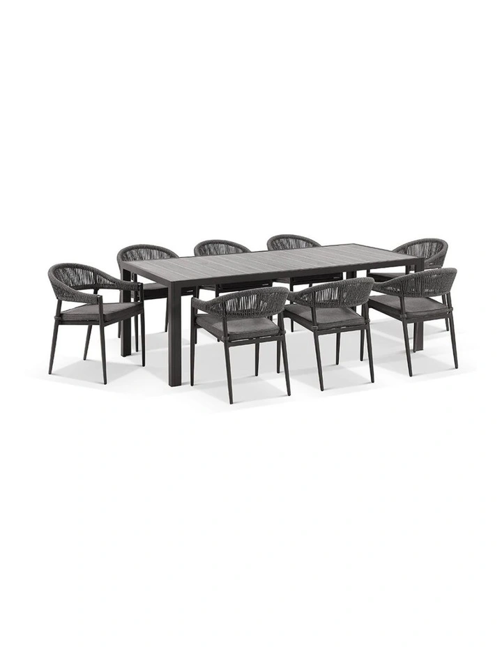 Southport Outdoor 2.17m Aluminium and Ceramic Table with 8 Finley Chair Slate Grey image 3