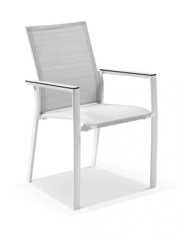 Houston Outdoor 1.8m Round Aluminium Table with 8 Patonga Dining Chairs White image 3