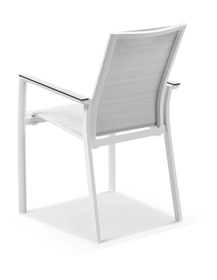 Houston Outdoor 1.8m Round Aluminium Table with 8 Patonga Dining Chairs White image 4