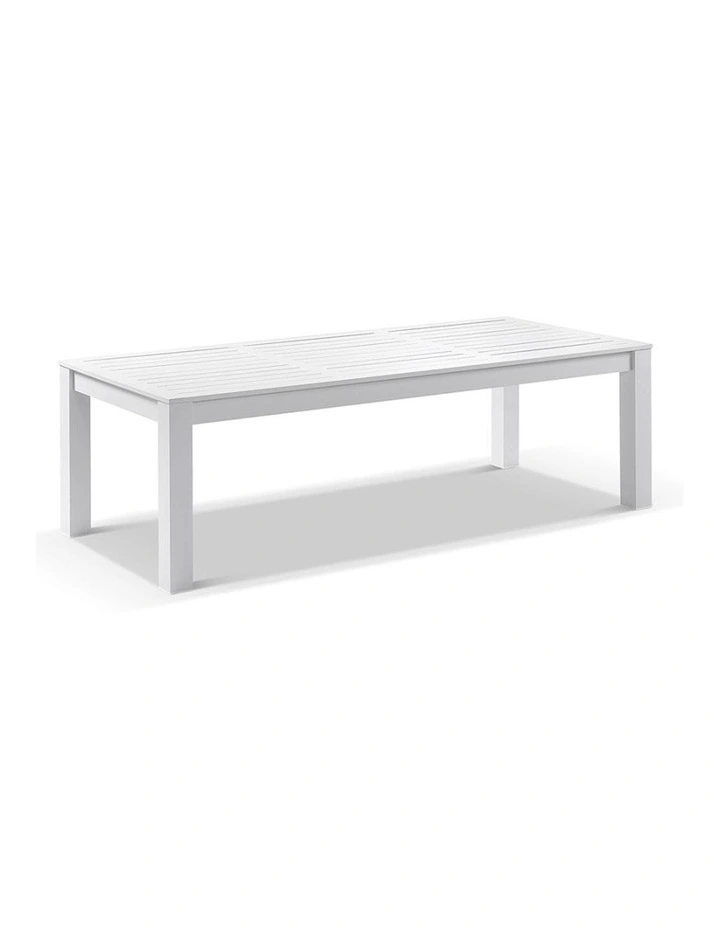 Santorini 2.5m Outdoor Aluminium Dining Table White With 8 Kansas Chairs & Heather Beige Cushions image 2