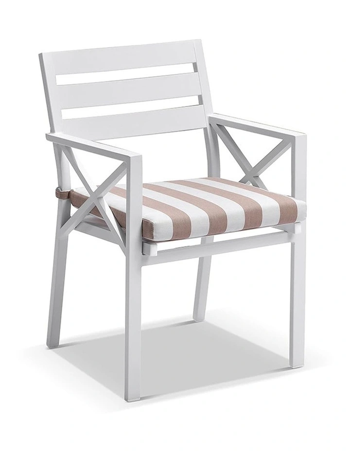 Santorini 2.5m Outdoor Aluminium Dining Table White With 8 Kansas Chairs & Heather Beige Cushions image 3
