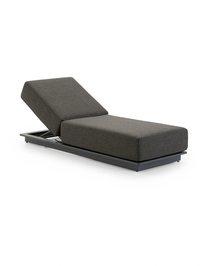 Whitehaven Outdoor Aluminium Single Sun lounge Charcoal & Deep Granite Cushions image 1