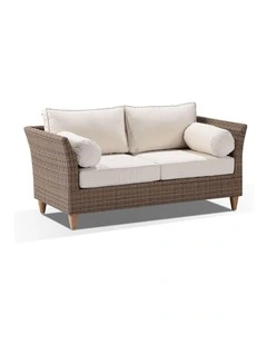 Carolina 2 Seater Outdoor Wicker Lounge Brushed Wheat & Cream Cushions