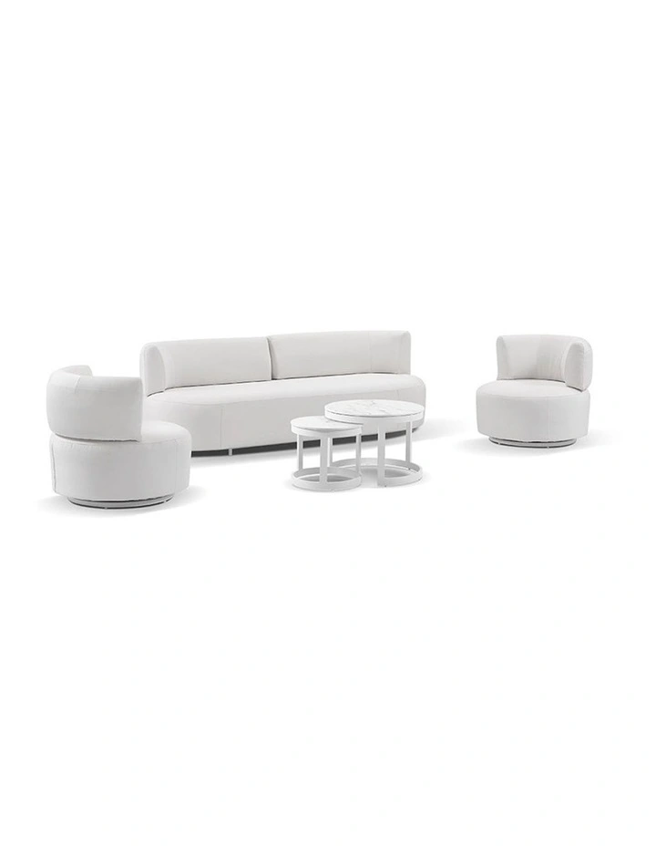 Onslow 3 1 1 Outdoor Lounge in Sunbrella with Round Coffee Table Set Canvas image 1