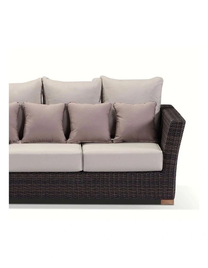 Coco 2 1 1 Seater Outdoor Wicker Lounge Set Chestnut Brown With Coffee Table & Latte Cushions image 2