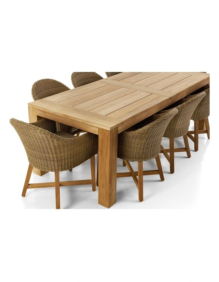 Pearl Outdoor 2.3m Teak Timber Dining Table with 8 Coastal Chairs image 2