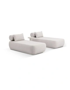 Norfolk Outdoor Aluminium Single Sun Lounge Set Light Dune With Side Table & Sandstone Cushions