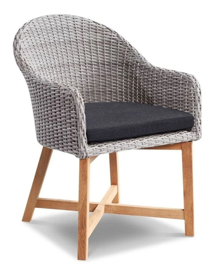 Sahara 10 Seater Table Brushed Grey With Coastal Chairs in Half Round wicker & Denim Cushions image 4