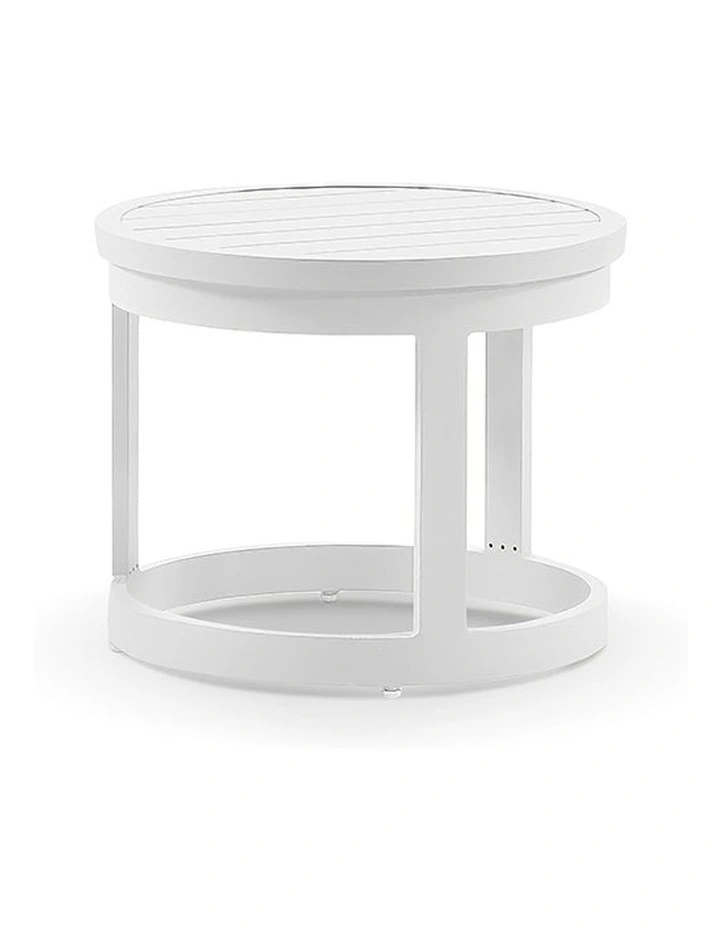 Santorini Round Outdoor Aluminium Side Table Set White image 2