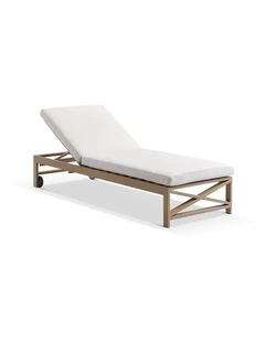 Kansas Outdoor Light Oak Aluminium Sun Lounge & Sunbrella Canvas Cushions
