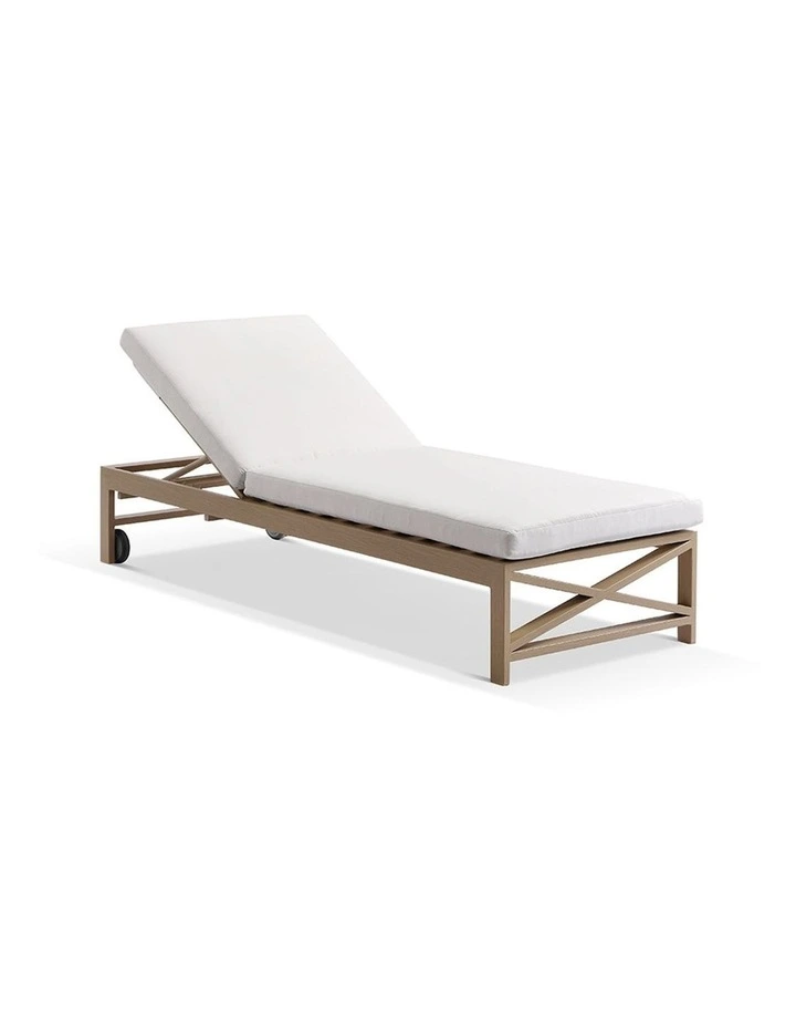 Kansas Outdoor Light Oak Aluminium Sun Lounge & Sunbrella Canvas Cushions image 1