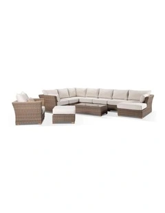 Coco Package D Huge Modular Corner Brushed Wheat Right Left Side With Chaise & Cream Cushions