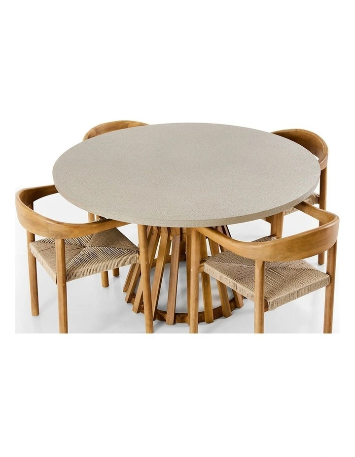 Burleigh Round Indoor Outdoor Concrete Look Dining Setting with Kotara Chairs image 2
