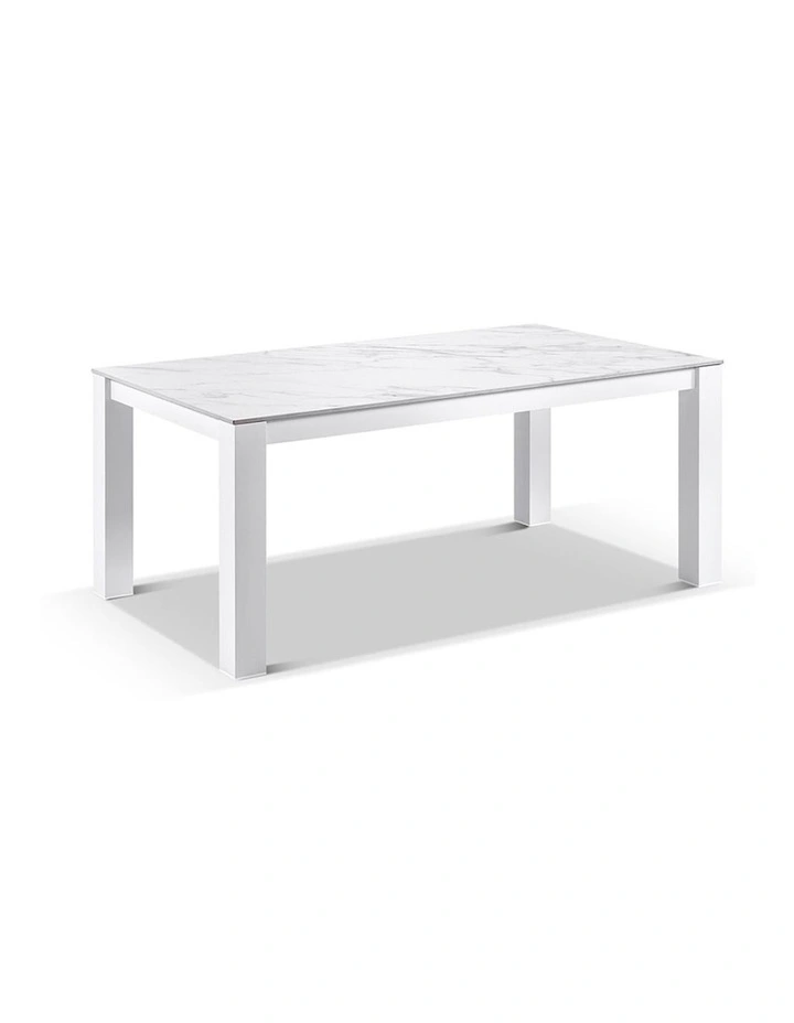 Hugo Ceramic 1.8m Outdoor Rectangle Aluminium Dining Table White image 1