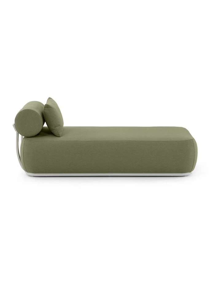 Norfolk Outdoor Aluminium Single Sun Lounge Set White With Side Table & La Palma Green Cushions image 3
