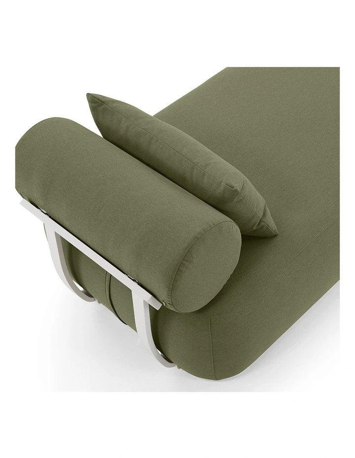 Norfolk Outdoor Aluminium Single Sun Lounge Set White With Side Table & La Palma Green Cushions image 5