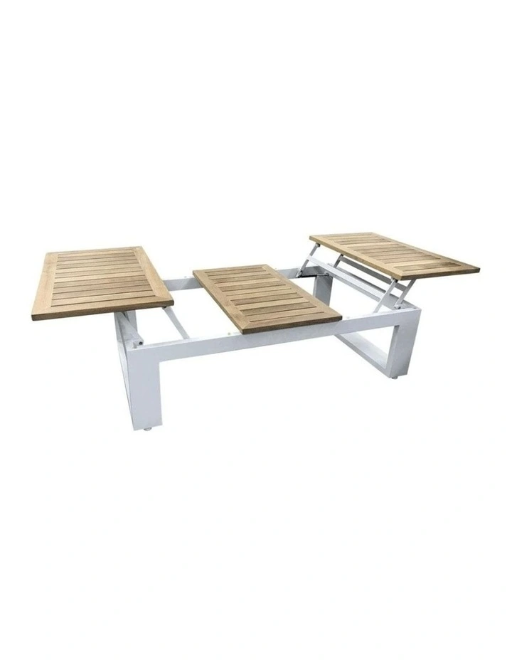Balmoral Outdoor Teak Top Aluminium Coffee Table with Fold Out Sides White image 2