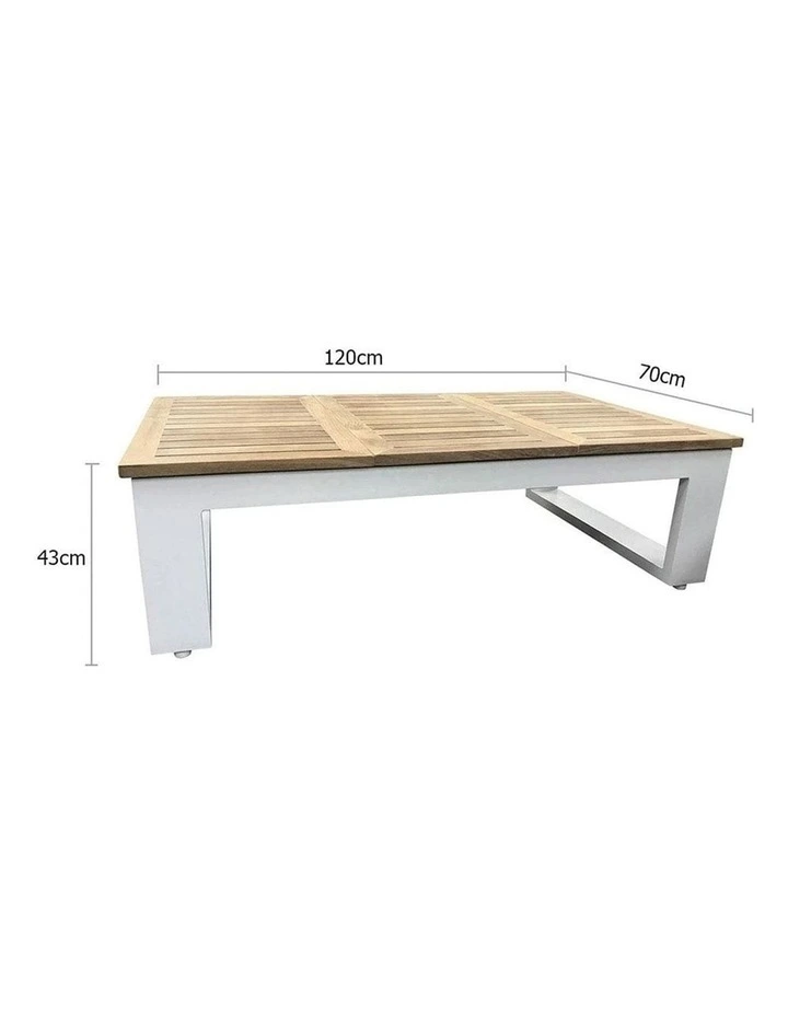 Balmoral Outdoor Teak Top Aluminium Coffee Table with Fold Out Sides White image 3