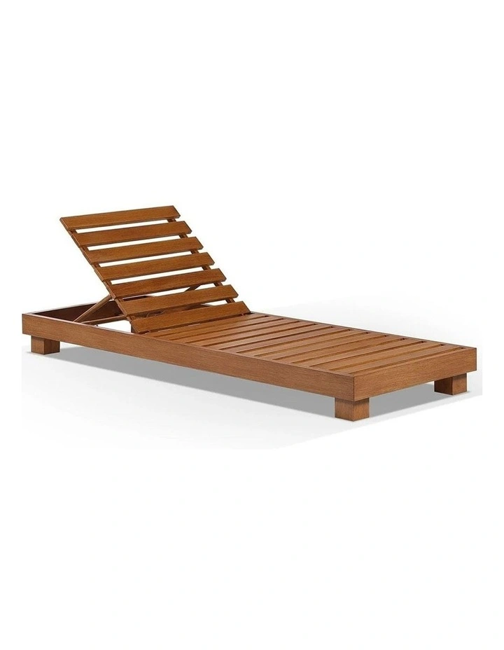 Santorini Aluminium Sun Lounge Teak Look With Sunbrella Cushion & Canvas Cushions image 3