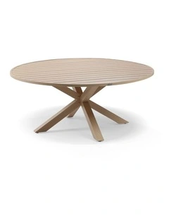 Houston Outdoor 1.8m Round Aluminium Dining Table Light Oak